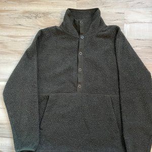 ALEX MILL Brushed Wool Popover Fleece in Dark Green Men's Medium Excellent
